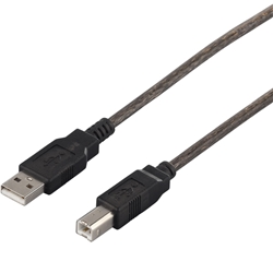 USB2.0ケーブル(A to B) 0.7m ブラックスケルトン