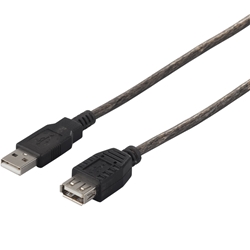 USB2.0延長ケーブル(A to A) 3m ブラックスケルトン