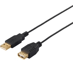 USB2.0延長ケーブル(A to A) スリム 0.5m ブラック