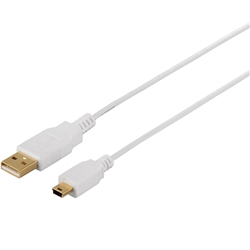 USB2.0ケーブル(A to miniB) スリム 0.5m ホワイト