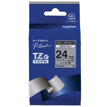 【純正】TZe-M951 24mm(黒字/銀/ツヤ消)