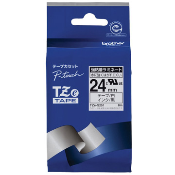 【純正】TZe-S251 24mm(黒字/白/強粘着)