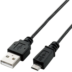 極細Micro-USB(A-MicroB)ケーブル/0.5m/ブラック