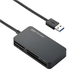 メモリリーダライタ/USB3.0/スリムコネクタ/ブラック