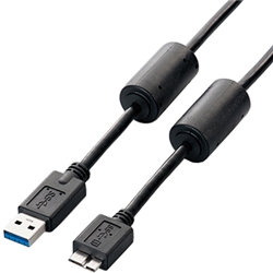 フェライトコア付USB3.0ケーブル(A-microB)/2m/ブラック