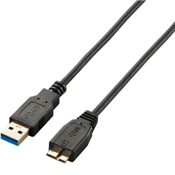 極細USB3.0ケーブル(A-microB)/1m/ブラック