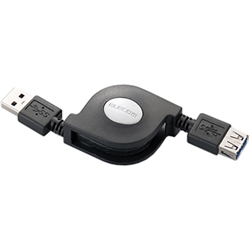 巻取USB3.0延長ケーブル(A-A)/0.7m/ブラック
