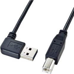 両面挿せるL型USBケーブル(A-B)(1.5m・ブラック)