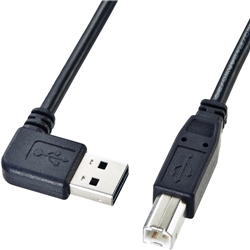 両面挿せるL型USBケーブル(A-B)(5m・ブラック)