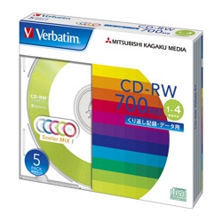 CD-RW 700MB 4倍速 5枚 カラー