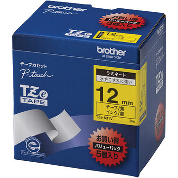 【純正】TZe-631V 12mm(黒字/黄/5本P)