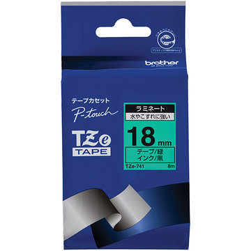 【純正】TZe-741 18mm(黒字/緑)