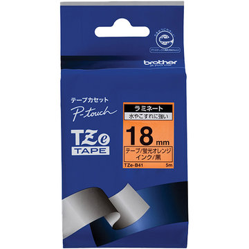 【純正】TZe-B41 18mm(黒字/蛍光オレンジ)