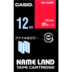 白文字テープ 12mm 赤/白文字