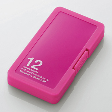 メモリカードケース/SD6枚+microSD6枚収納/ピンク