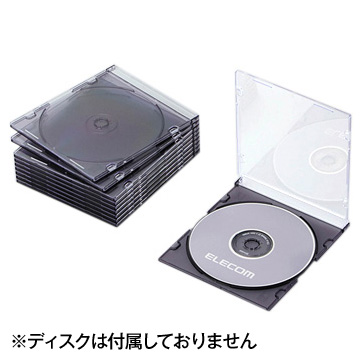 BD/DVD/CDスリムプラケース/1枚収納/10P/クリアブラック