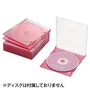 BD/DVD/CDスリムプラケース/1枚収納/10P/クリアピンク