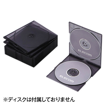BD/DVD/CDスリムプラケース/2枚収納/10P/クリアブラック