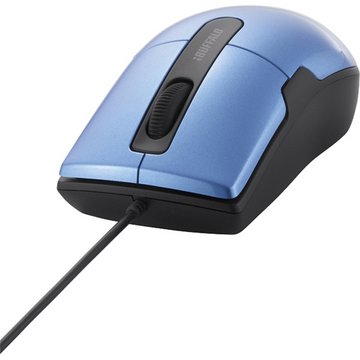 有線BlueLEDマウス 静音/3ボタン Mサイズ ブルー