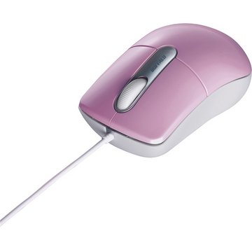 有線光学式マウス 静音/3ボタン Mサイズ ピンク