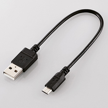 microUSBケーブル/USB2.0/エコ/0.15m/ブラック