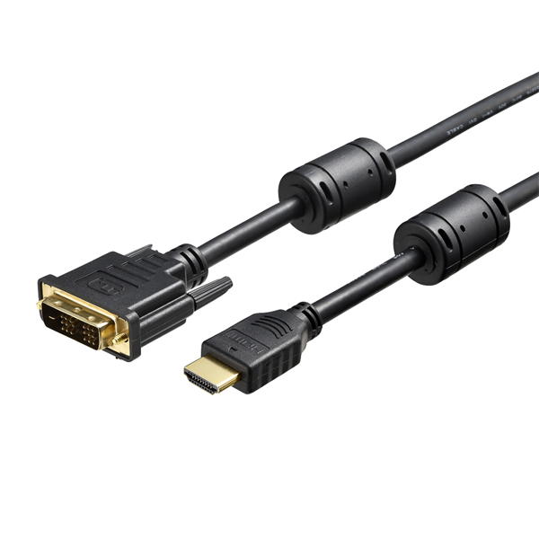 HDMI:DVI変換ケーブル コア付 3m ブラック
