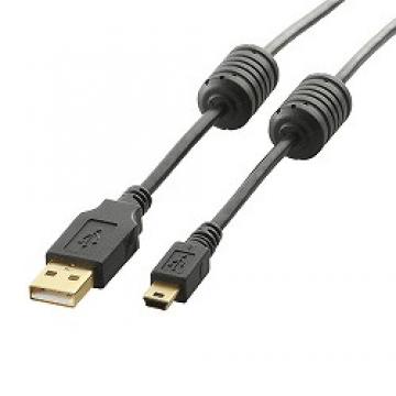 USB2.0ケーブル/フェライトコア付 A-miniB/1.0m ブラック