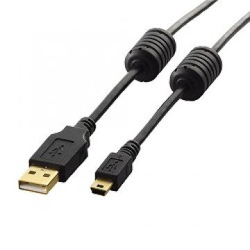 USB2.0ケーブル/フェライトコア付 A-miniB/1.5m ブラック