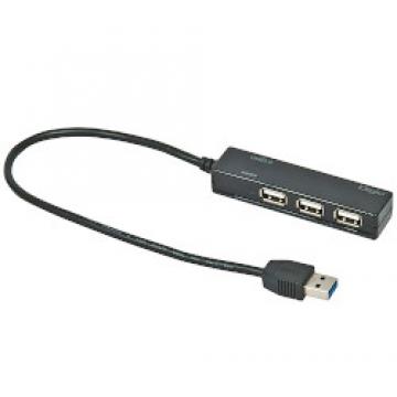 4ポートUSBハブ USB3.0(1)+USB2.0(3) ブラック
