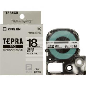 テプラPROテープカートリッジ 透明ラベル 黒文字 18mm