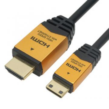 HDMIミニケーブル 3.0m タイプCオス/Aオス ゴールド