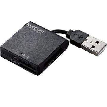 USB2.0 ケーブル固定メモリカードリーダ/43+5/ブラック