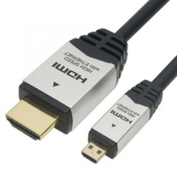 HDMIマイクロケーブル 3.0m タイプDオス-タイプAオス シルバー