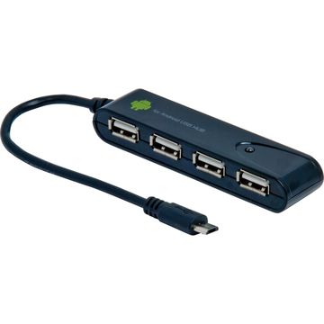microUSB-USB 変換4 ポートハブ ブラック