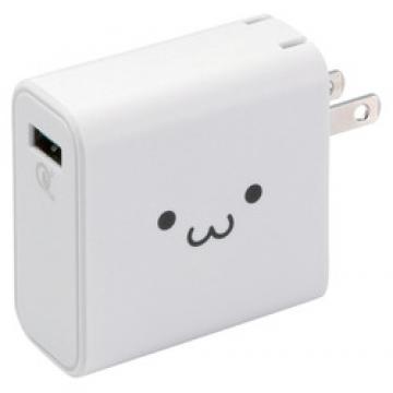 AC充電器/QuickCharge3.0対応/USB1ポート/ホワイトフェイス