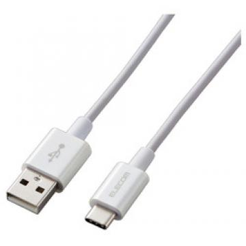 スマホ用USBケーブル/USB(A-C)/認証品/やわらか耐久/0.3m/ホワイト