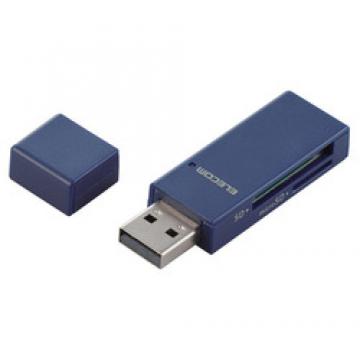 カードリーダー/スティックタイプ/USB2.0対応/SD+microSD対応/ブルー
