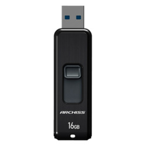 ◇AS-016GU3-PSB ARCHISS USB3.2 USBフラッシュメモリ スライド式 16GB
